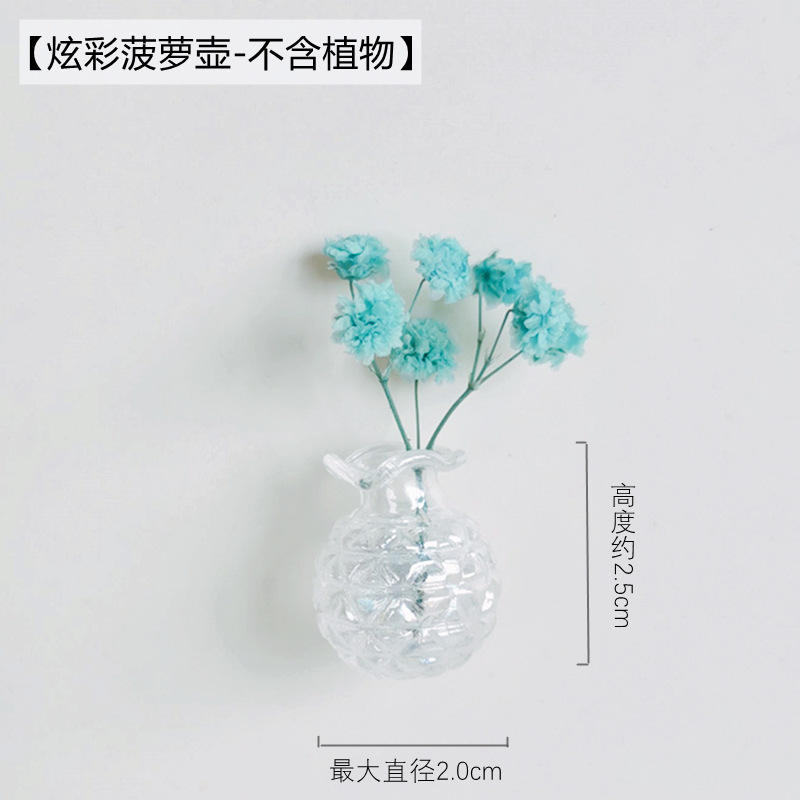 Super petit pot d'ananas coloré avec aimant pour réfrigérateur