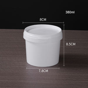 Seau <span class=keywords><strong>rond</strong></span> en plastique blanc de qualité alimentaire avec couvercle, mini seau à poignée pour boissons, vente en gros - Product Image 4