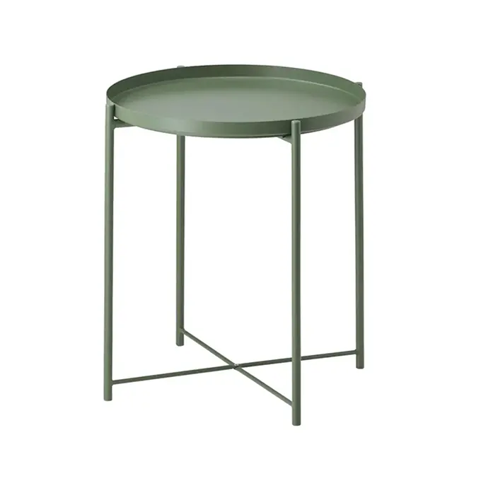 Plateau pour meubles de salon, petite Table ronde, moderne, en métal et noir, pliable, Table basse ronde de chevet, très bon marché, tendance