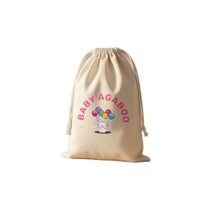 Sacs à cordon en coton et lin naturel recyclables sur mesure avec logo de sécurité pour emballages de maquillage, bijoux, bougies et artisanat - Product Image 1