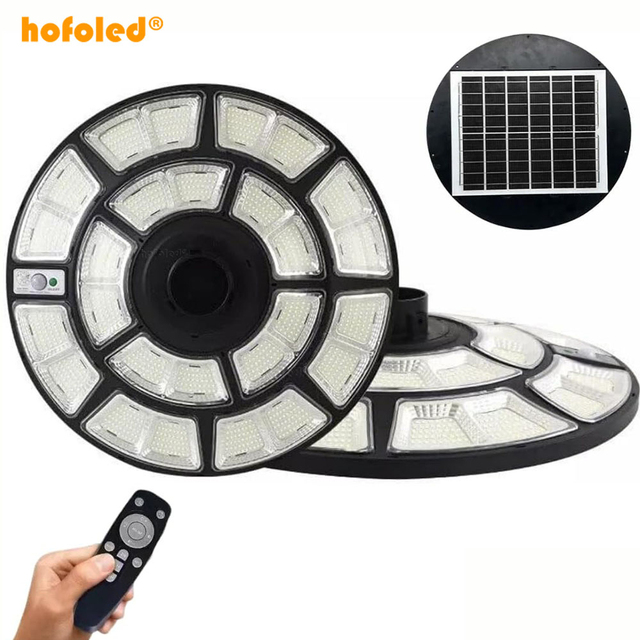 High Efficiency Solar Power Garden Flagpole Lamp Round All in One Integrated Outdoor UFO Solar Light