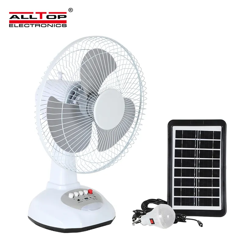 ALLTOP 2024 yeni ürün yaz enerji tasarrufu 12 inç taşınabilir masa şarj edilebilir Usb kapalı açık 5w elektrikli güneş elektrikli Fan