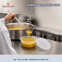 Contenant alimentaire jetable en PP de 8 oz, modèle Teguan TG-S8, idéal pour soupes, plats à emporter et bento, style moderne.
