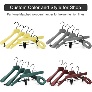 Smooth Rubber Coated Wooden Pants <strong>Hangers</strong> for Luxury Store Jeans Trouser Skirt - Product Image 4