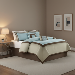 Ensemble de couette 7 pièces en tissu satiné tissé uni, pour lit Queen, King, Super King, chambre à coucher, maison, hôtel, mariage - Product Image 2