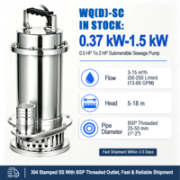 Pompe submersible pour eaux usées en acier inoxydable 304 YL WQ(D)-SC, basse pression, usage commercial, moteur monophasé/triphasé, débit 3-15 m³/h, hauteur de refoulement 8 m