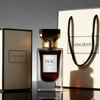 Flacon de parfum carré de luxe à vendre, 50 ml, flacon en verre transparent à fond épais avec bouchon carré exquis et boîte