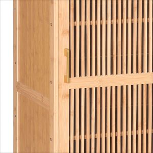 Bamboo Single Door <b>Shoe</b> Cabinet 6 Layer <b>Space</b> <b>Saving</b> <b>Storage</b> For Home Entryway Multi Purpose Rack Natural Color - Product Image 3