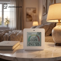 Detector de Formaldehído Inteligente ZenMeasure para el Hogar, Monitor de Calidad del Aire Interior con Medición de Temperatura y Humedad