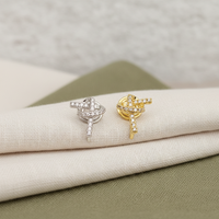 Boucles d'oreilles invisibles plaquées or 18 carats avec clip anti-moustiques, motif croix en zircon cubique, pour femmes, en cuivre écologique, sans perçage