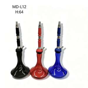 64 cm Modern <b>Hookah</b> Mini Shisha Glass Base Metal Stem Portable Water <b>Pipe</b> for Lounge and Home Use - Product Image 1