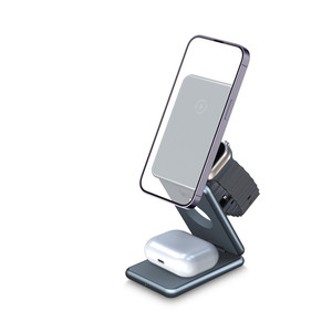 <span class=keywords><strong>Cargador</strong></span> inalámbrico para iPhone 14 15 16 Pro Max para Apple Watch <span class=keywords><strong>S10</strong></span> 15W <span class=keywords><strong>Cargador</strong></span> de teléfono magnético Estación de carga plegable Dock - Product Image 1