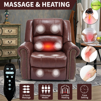 Fauteuil inclinable électrique en cuir avec fonction de levage, massage, chauffage lombaire, ports USB et poches latérales pour personnes âgées - Stock USA