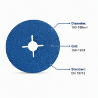 Disque de ponçage en fibre céramique de zircone REX Satorex 115 mm x 22,2 mm certifié ISO TUV pour le ponçage, le meulage et l'ébavurage de métaux lourds