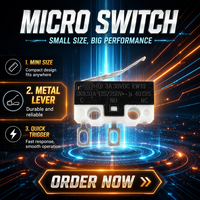 Micro-interrupteur SPST de petite taille KW10-TSWB2F150 avec levier de flexion et borne à souder