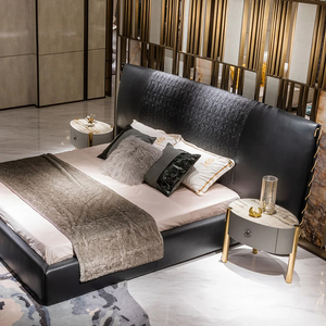 Gainsville King Size Camas de lujo con funda Estilo real Noble Elegante Cama de cuero Queen para apartamento de Villa - Product Image 3