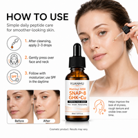 Sérum raffermissant GHK-Cu 5 peptides avec acide hyaluronique, hydratant, lissant, anti-rides, anti-âge, pour une peau éclatante