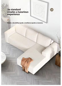 Canapé en tissu en forme de L avec rangement intégré, doté d'un design sans cadre et d'un mousse moulée monobloc - Product Image 4