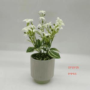 Vente d'usine de haute qualité petit Pot de fleur en céramique vert artificiel Faux verdure décorations de <span class=keywords><strong>maison</strong></span> plantes vertes et jardinières - Product Image 5