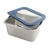 Boîte de conservation alimentaire en acier inoxydable, rectangulaire, taille M, couvercle hermétique en plastique, compartiment unique, empilable, boîte à lunch