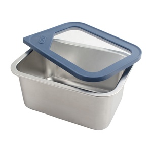 Boîte de conservation alimentaire en acier inoxydable, rectangulaire, taille M, couvercle hermétique en plastique, compartiment unique, empilable, boîte à lunch - Product Image 3