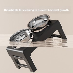 Stainless Steel Neck-Supporting Tip-Resistant Foldable Adjustable Height Pet <strong>Raised</strong> Feeder <strong>Dog</strong> Cat <strong>Bowls</strong> - Product Image 4