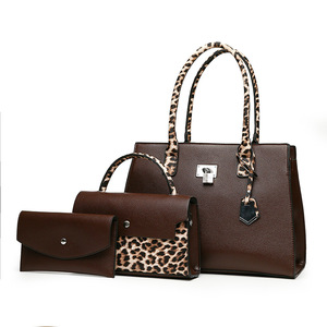 Conjunto de 3 piezas de bolso de mano de cuero PU para mujer, con estampado de leopardo, bolso tote con asa superior, bolso de hombro y cartera. - Product Image 2