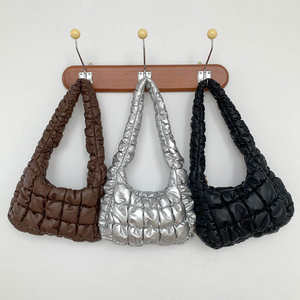 Sac à main plissé à carreaux en cuir PU souple pour femme, sac à bandoulière tendance pour femme - Product Image 1