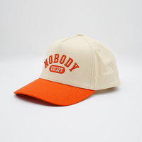 Casquette de baseball brodée 3D bicolore à 5 panneaux, faible MOQ, directement de l'usine