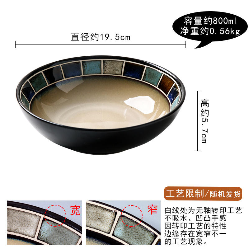 น้ำเงินเช็คชามขนาด8นิ้ว (19.5ซม.) G-099