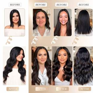 Extensions de cheveux à bandes adhésives en gros, ondulées, 100 % cheveux humains Remy, noir naturel, cheveux brésiliens, extensions de cheveux à bandes avec cuticules intactes - Product Image 5