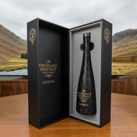 Bouteille de whisky de luxe 750 ml en verre super-cristallin craquelé avec bouchon, emballage personnalisé avec logo couleur, vente en gros d'alcool spiritueux directement de l'usine