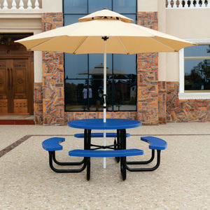 Conjunto de Mesa y Bancos de Comedor de Acero Moderno para Exteriores, Diseño Duradero para Restaurantes, Jardines, Patios y Áreas de <span class=keywords><strong>Picnic</strong></span> - Product Image 6