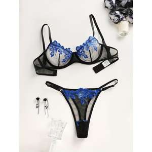 ชุดชั้นในเซ็กซี่ลูกไม้ลายดอกไม้แบบเว้าลึกสำหรับสาวๆ ระบายอากาศได้ดี สายบ่าปรับได้ ผ้าตาข่ายบางเบา จีสตริง กางเกงในแบบบางเบา ช่วยกระชับ - Product Image 3