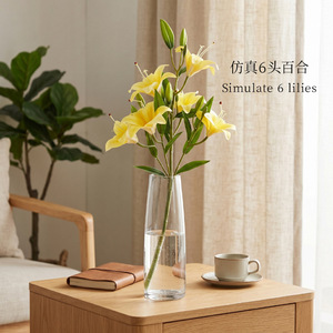 Bouquet de lys artificiels Xinchengzhi, 6 têtes, bleu, en plastique et tissu, décoration de mariage, 30cm-100cm - Product Image 2