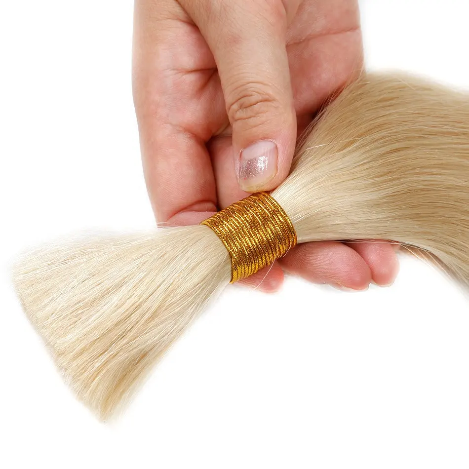 Оптовая цена 100% человеческие плетеные волосы оптом, чтобы сделать парики, шелковистые прямые светлые индийские волосы оптом для плетения