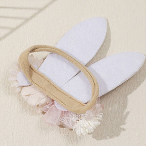 Diadema Infantil Unisex de Tela con Orejas de Conejo de Pascua, Diseño de Flores en Mosaico, Decoración para la Cabeza para Fiestas - Product Image 2