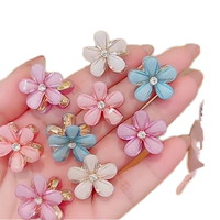 Pince à cheveux femme exquise compacte conception de fleur simple mignonne avec mèches de cheveux latérales frange front petite taille en métal PC