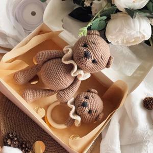 En gros Personnalisé Nouveau-Né Crochet Bébé Ours En Peluche Hochet Animal Bois <span class=keywords><strong>Bain</strong></span> Dentition Mignon Ours Douche Cadeau <span class=keywords><strong>Jouet</strong></span> pour Enfants - Product Image 1