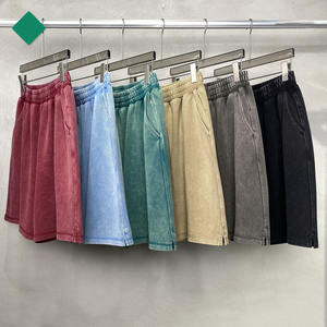 Vente en gros de shorts vintage de course à pied à la mode personnalisés pour hommes baggy en coton lavé à l'acide avec cordon de serrage - Product Image 1