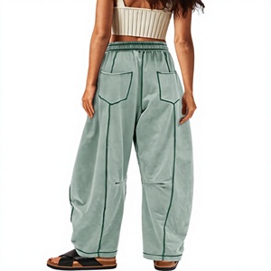 Custom Embroidery Oversized Women Baggy Sweatpants Heavyweight Premium Cotton Fleece Custom Design And Logos Women <b>Trousers</b> - Product Image 2