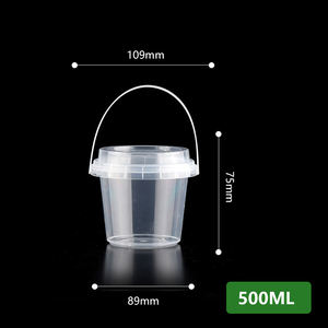 Logo kustom cetak sekali pakai 1L makanan ringan buah PP mangkuk plastik dengan pegangan dan tutup - Product Image 4