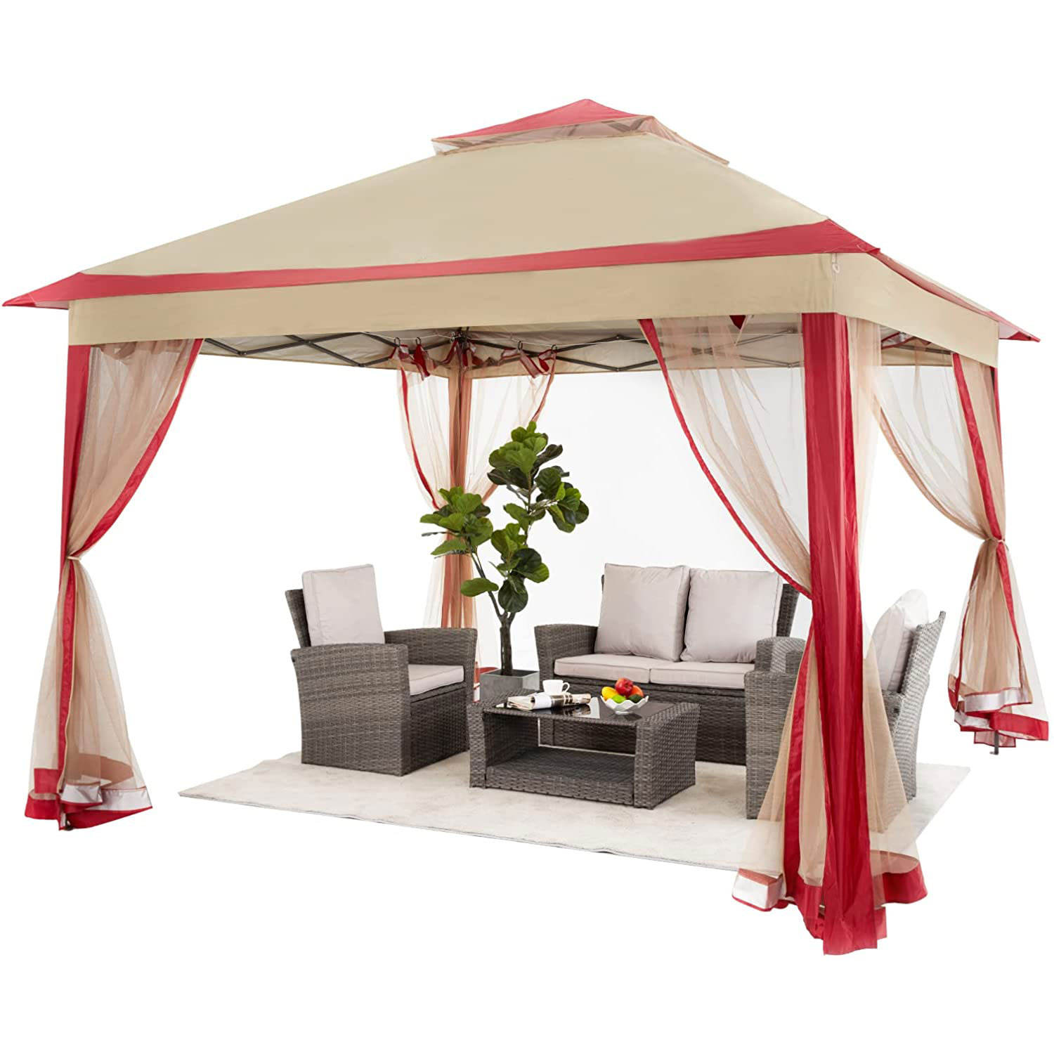 Tente d'auvent rouge