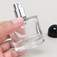 Flacon de parfum vide en verre cylindrique court et épais de 50 ml, style Bofanghong, avec pulvérisateur à pompe rechargeable et capuchon dôme noir, cosmétique de luxe