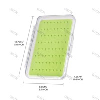Boîte à mouches ultra fine étui en silicone avec poche en plastique, couvercle transparent, fente facile, petit gilet vert