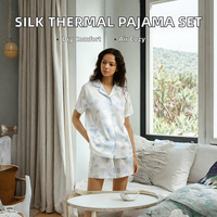 Ensemble de pyjama en soie charmeuse pour femmes, col rabattu, 2 pièces, vêtements de nuit printemps automne