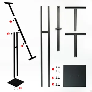 JH-Mech Sign Holder Floor Display Custom Adjustable Retractable Welding Black Powder Coated Metal Sign Board Stand