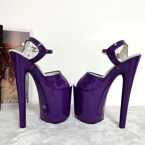 Sandales à talons super hauts pour femmes, escarpins hauts de 20 cm, bout étanches, pôle de danse, violet, nouvelle collection - Product Image 4