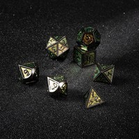Jeu de dés en métal noir et jaune Heavy Star, 7 pièces, pour le jeu de rôle Dungeons and Dragons