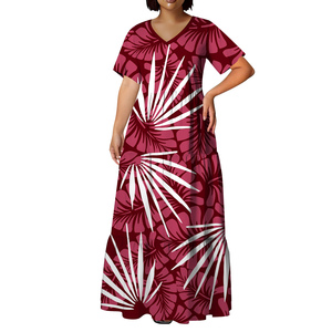 <span class=keywords><strong>Vestido</strong></span> de Playa con Estampado Tribal Polinesio Personalizado de Diseño Nuevo, <span class=keywords><strong>Vestido</strong></span> de Manga Corta Estilo <span class=keywords><strong>Hawaiano</strong></span> con Volantes en Capas <span class=keywords><strong>para</strong></span> <span class=keywords><strong>Mujer</strong></span>, <span class=keywords><strong>Vestido</strong></span> con Cuello en V - Product Image 3